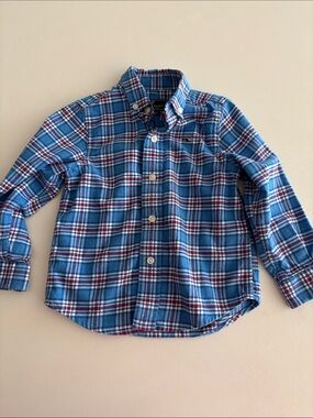 Vineyard Vines toddler Boys Blue Plaid flannel Button-Up Shirt